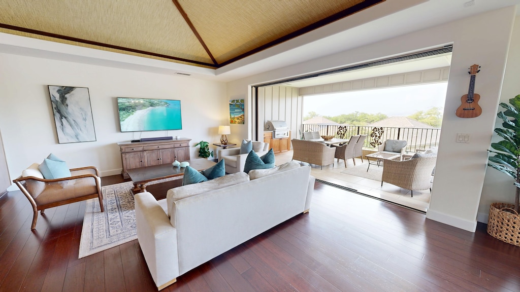 Enjoy movie night with the family on the large Ultra HD TV