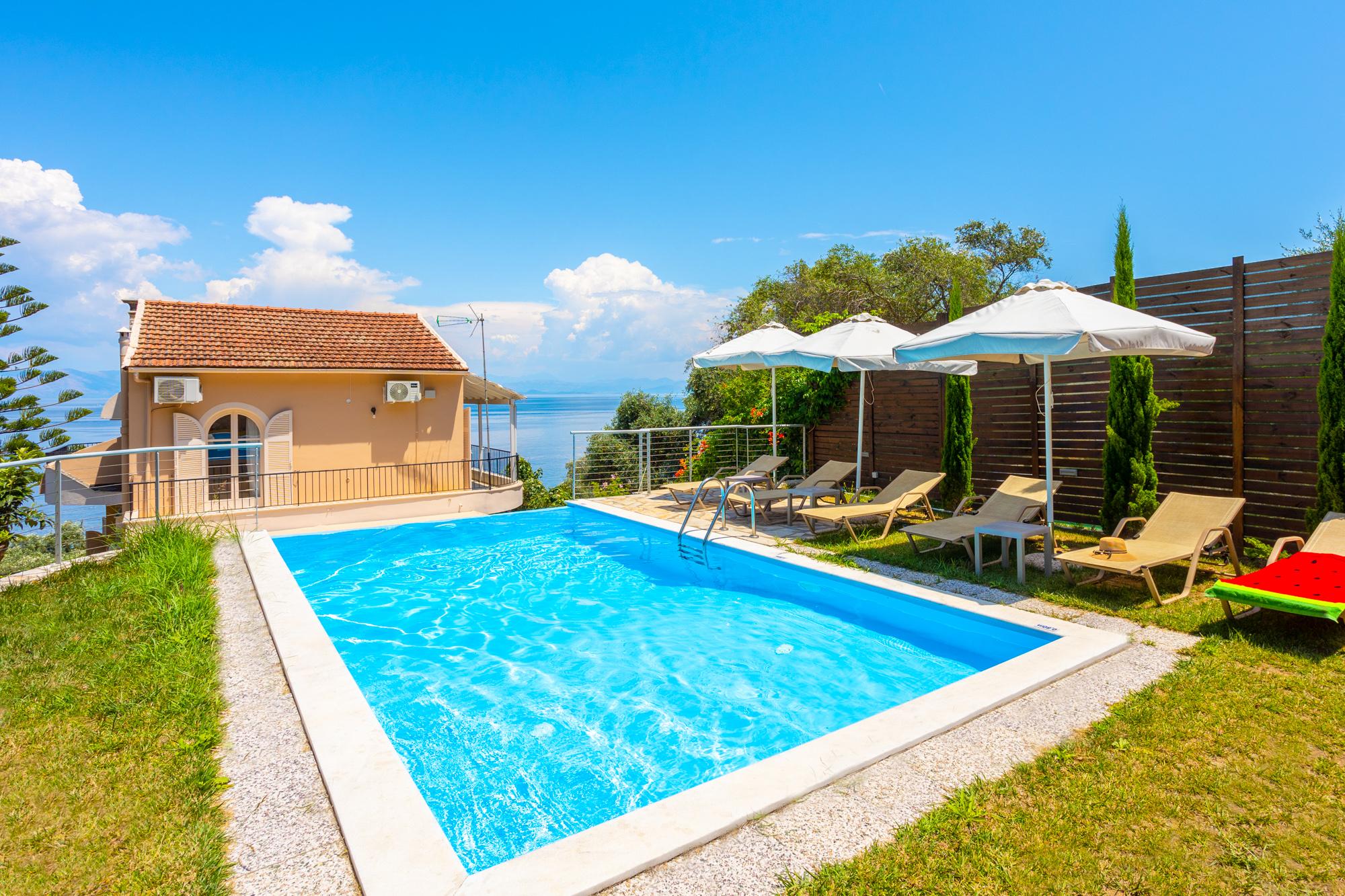 Property Image 1 - Villa Litsa  Large Private Pool  Walk to Beach  Sea Views  A C  WiFi