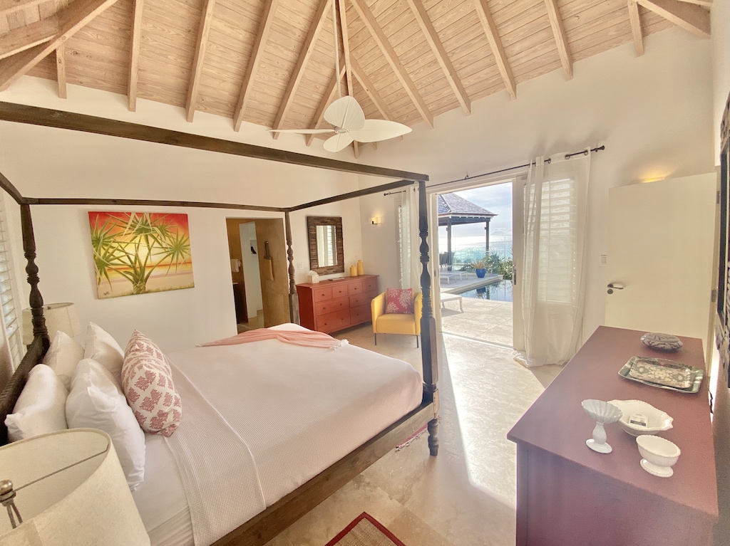 Spacious ensuite bedroom, pool area, amazing views at Sugar Ridge villa rentals,Antigua
