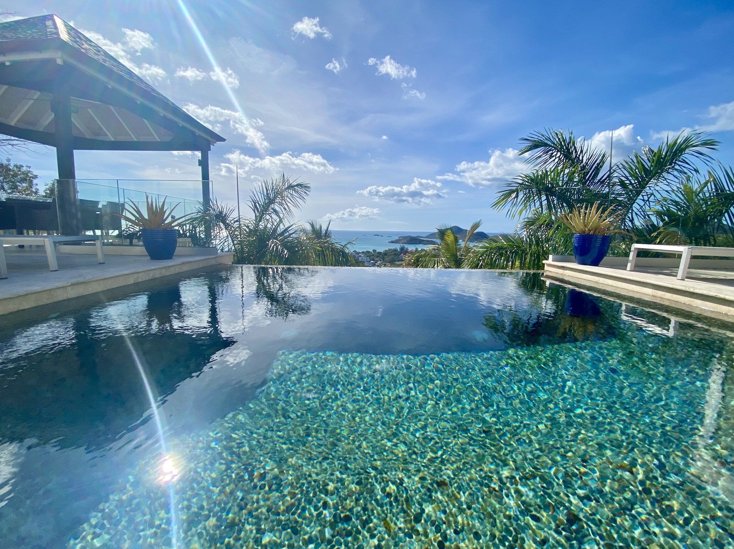Beautiful pool at Sugar Ridge Villa for rent in Antigua, breathtaking views