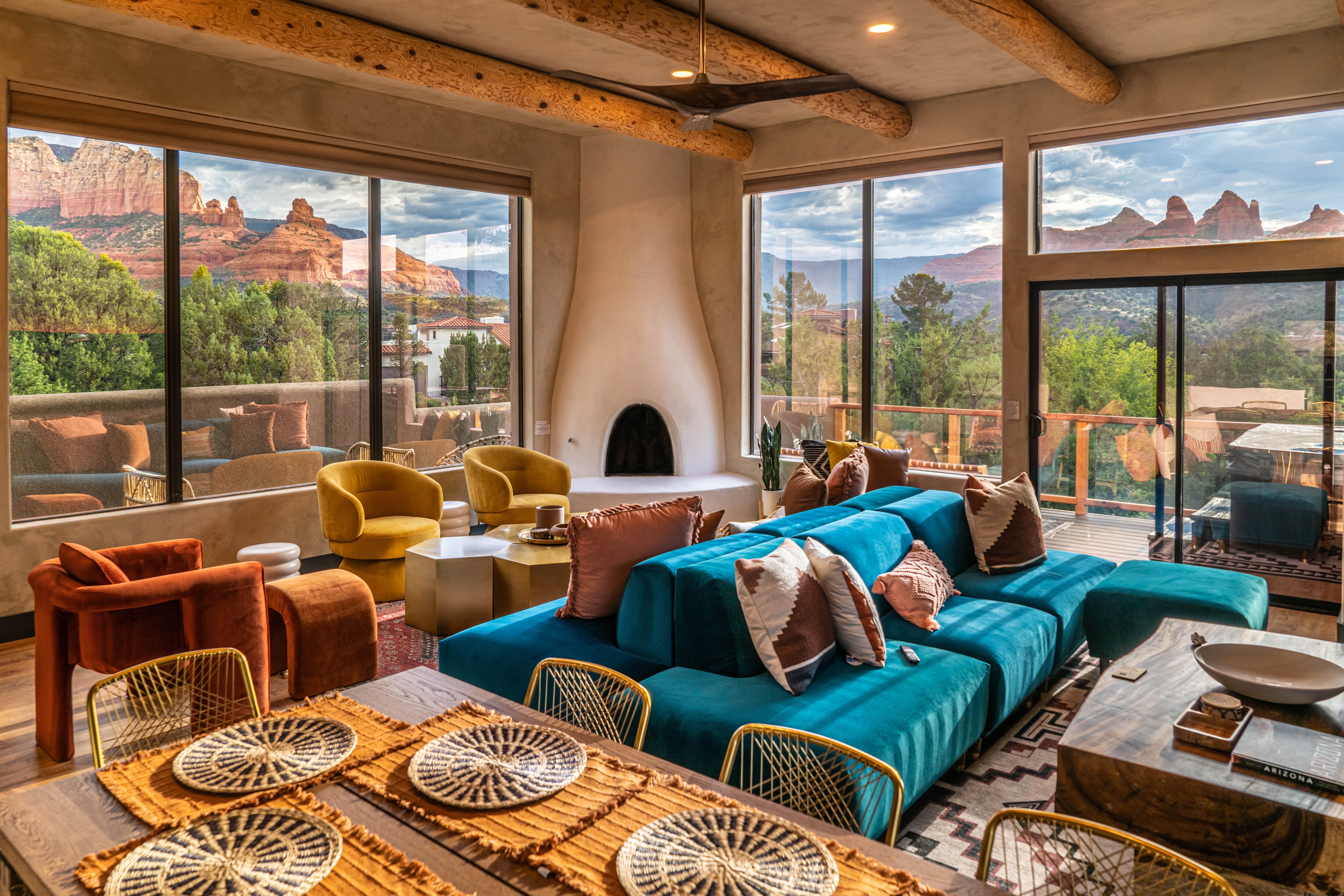 Plenty of natural light and stunning red rock views from the windows and glass doors leading to the patio