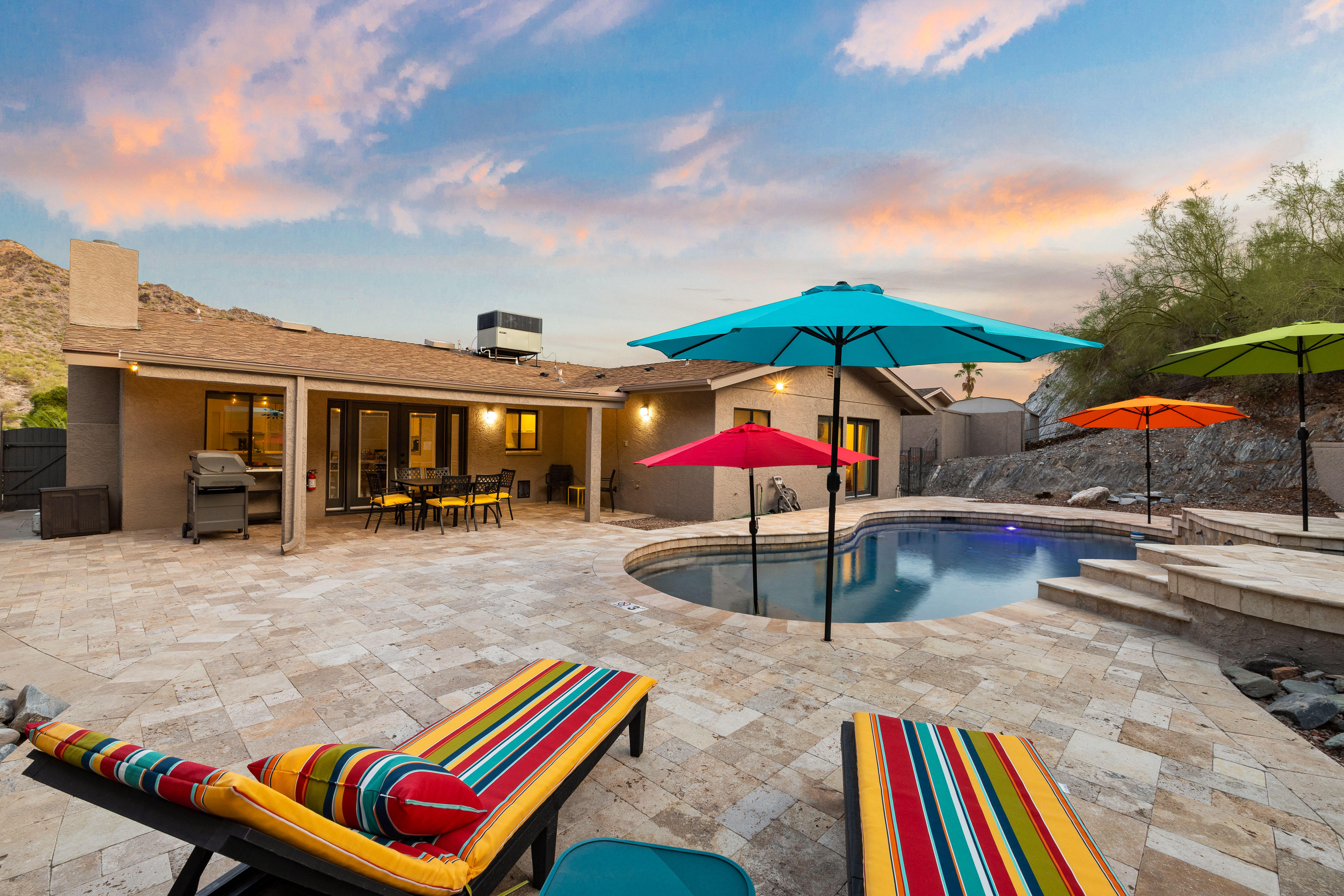 Beautiful Sun Beds Overlooking Pool