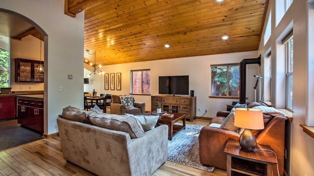 Kick back and watch a movie in the living area.