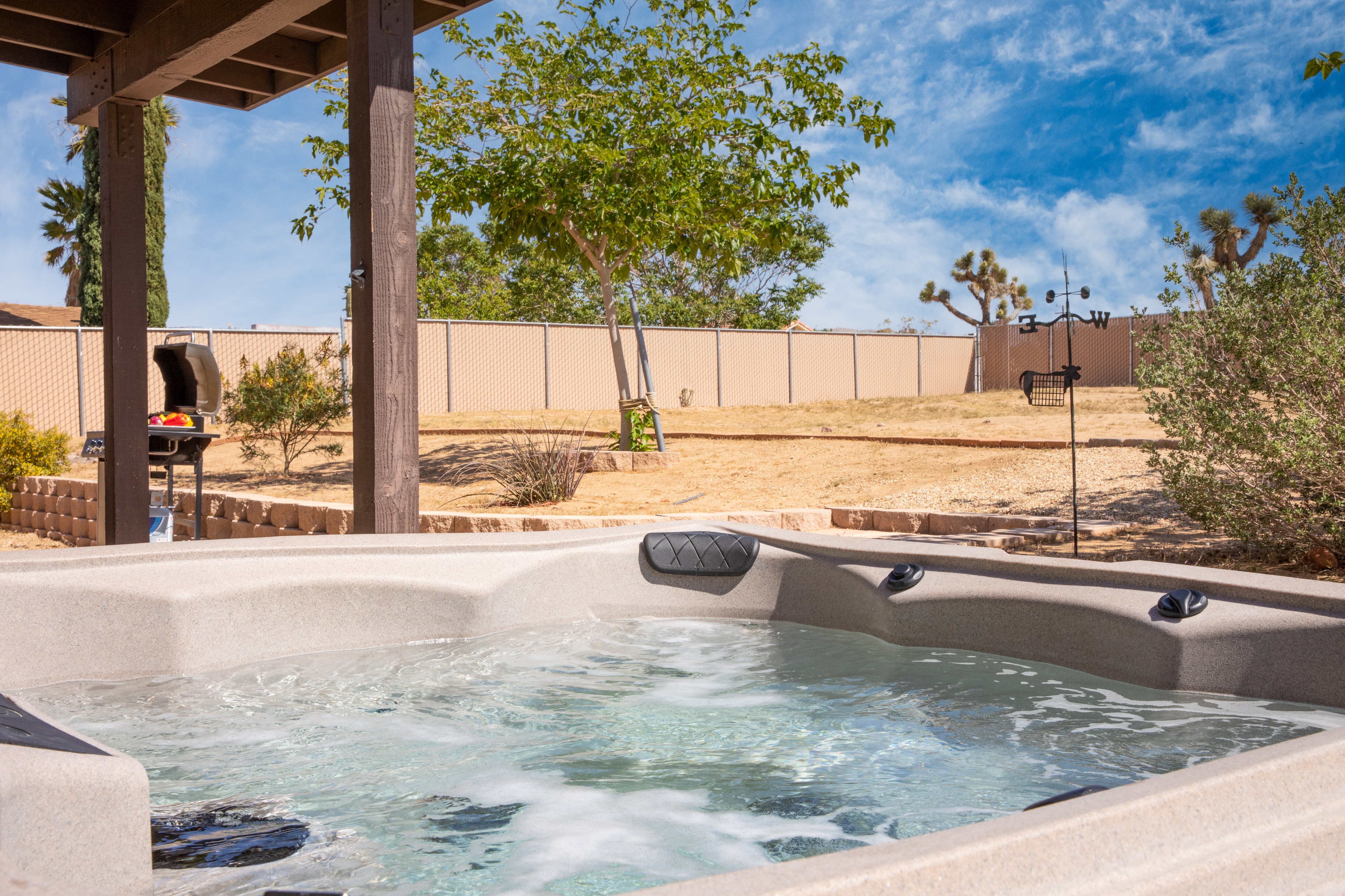 Take a dip in the hot tub!