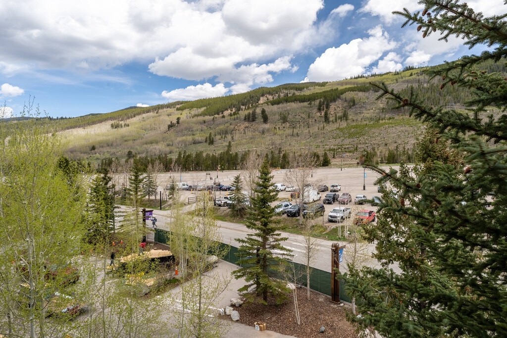 Private balcony with mountain views.