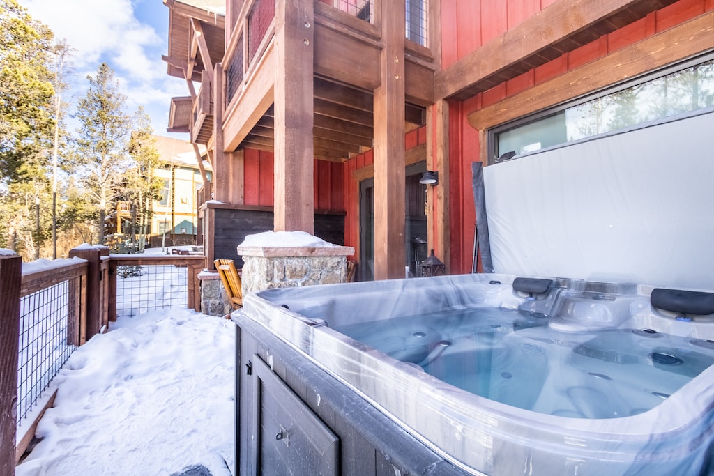 Patio featuring private hot tub!