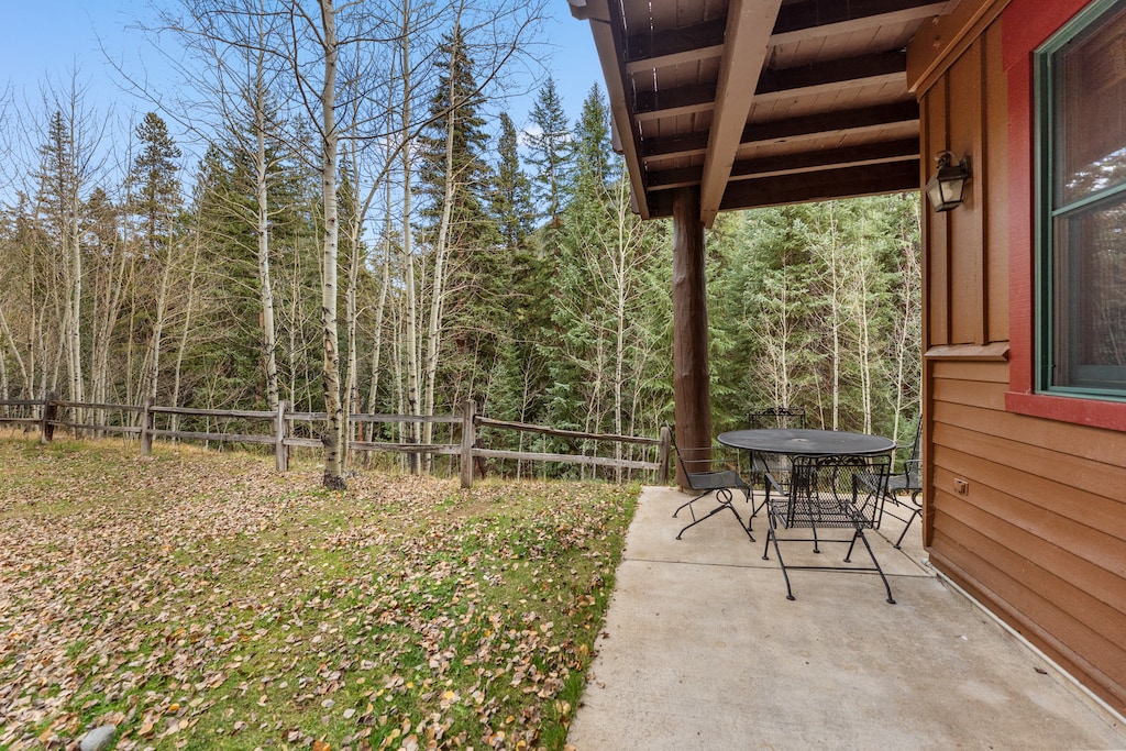 Private patio with outdoor seating