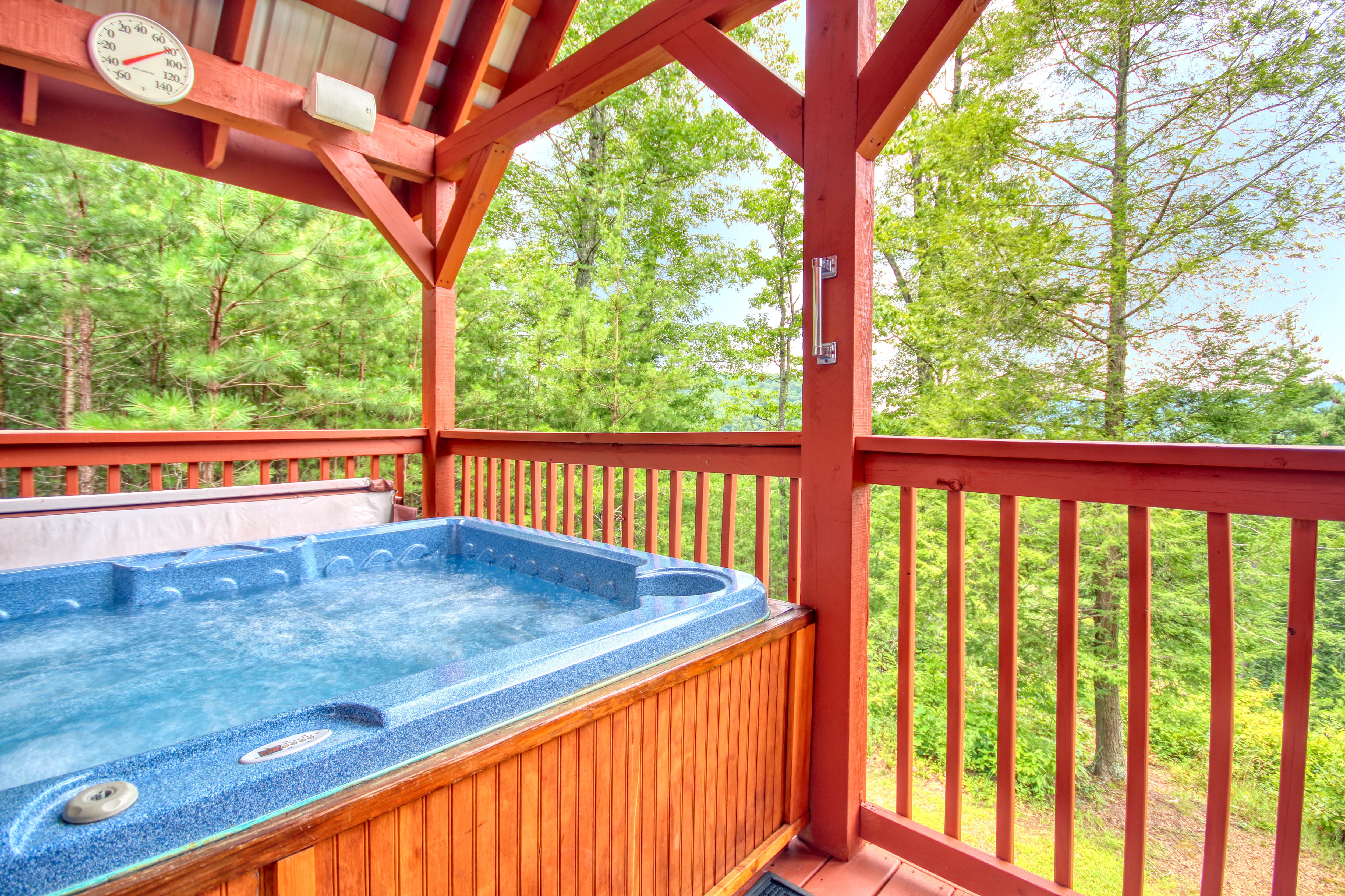Relax in your hot tub here in the Smoky Mountains!