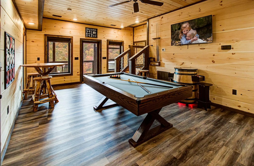 Pool Table with Bourbon Barrel Arcade Game