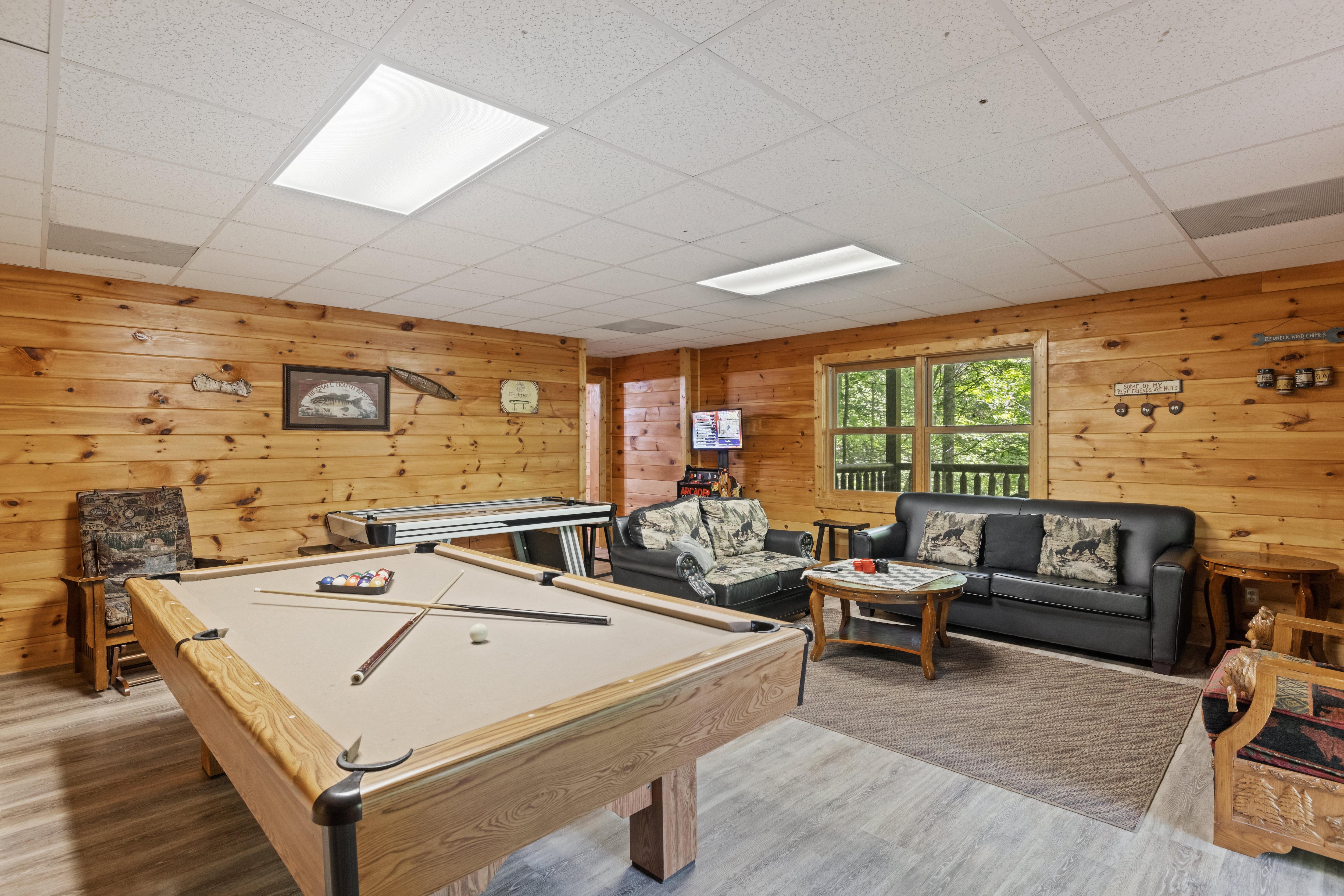Enjoy your amazing multi-game billiards room with air hockey and 100+ video arcade system!