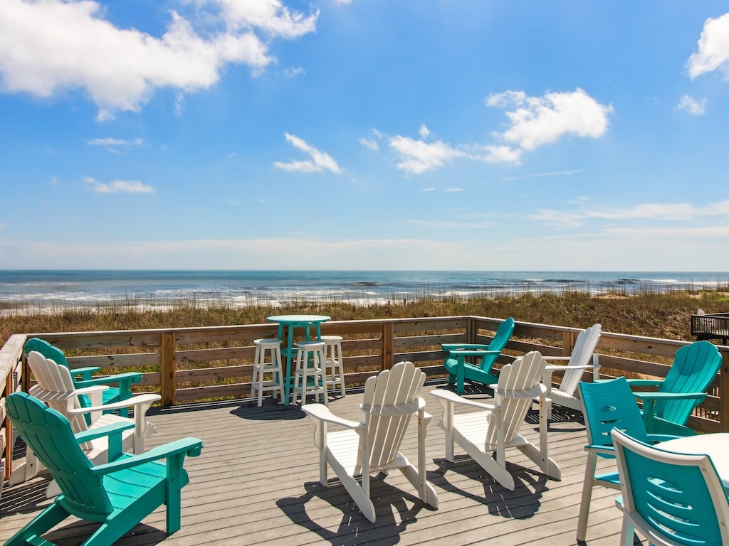 Enjoy beautiful views of the ocean from the deck.