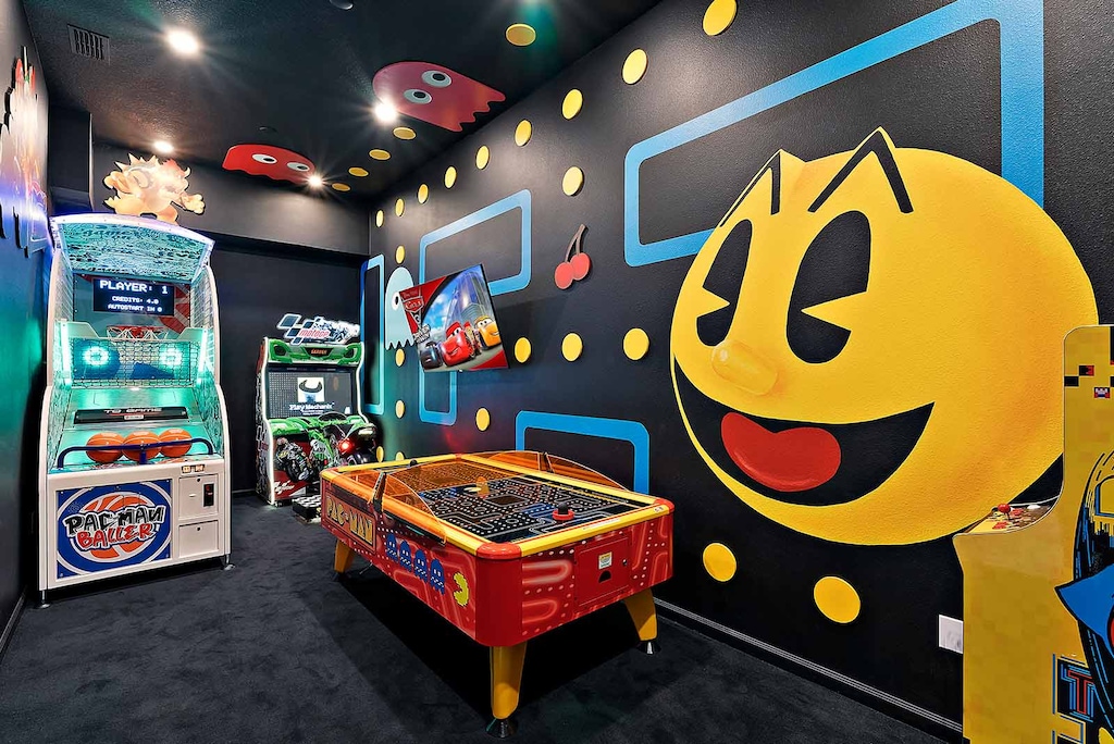 Arcade w/ Air Hockey Table, Racing  and Basketball Game