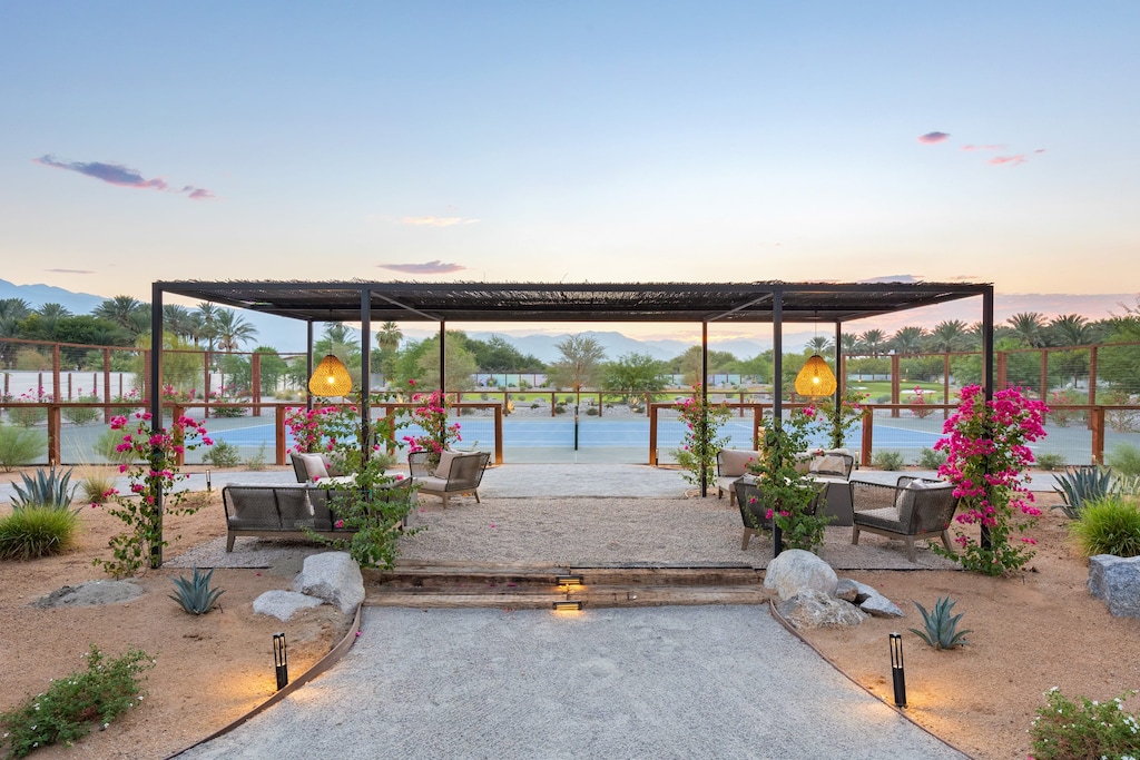 Lounge by the court.