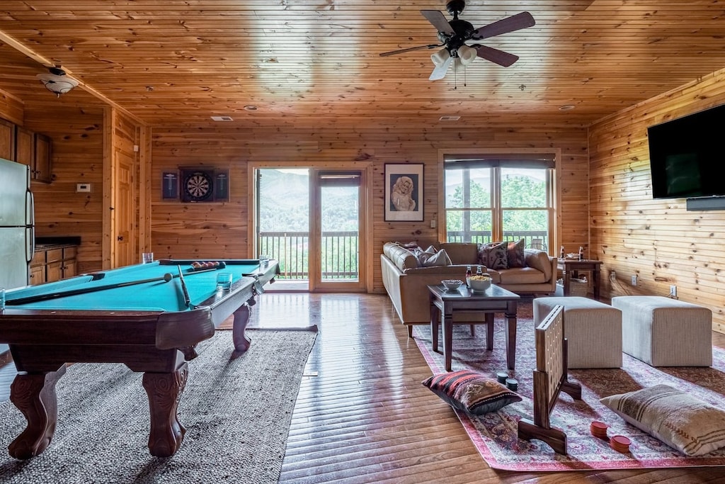 Game and family room with pool table.