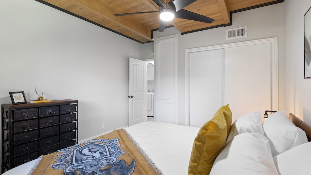 Primary bedroom has plenty of closet space.