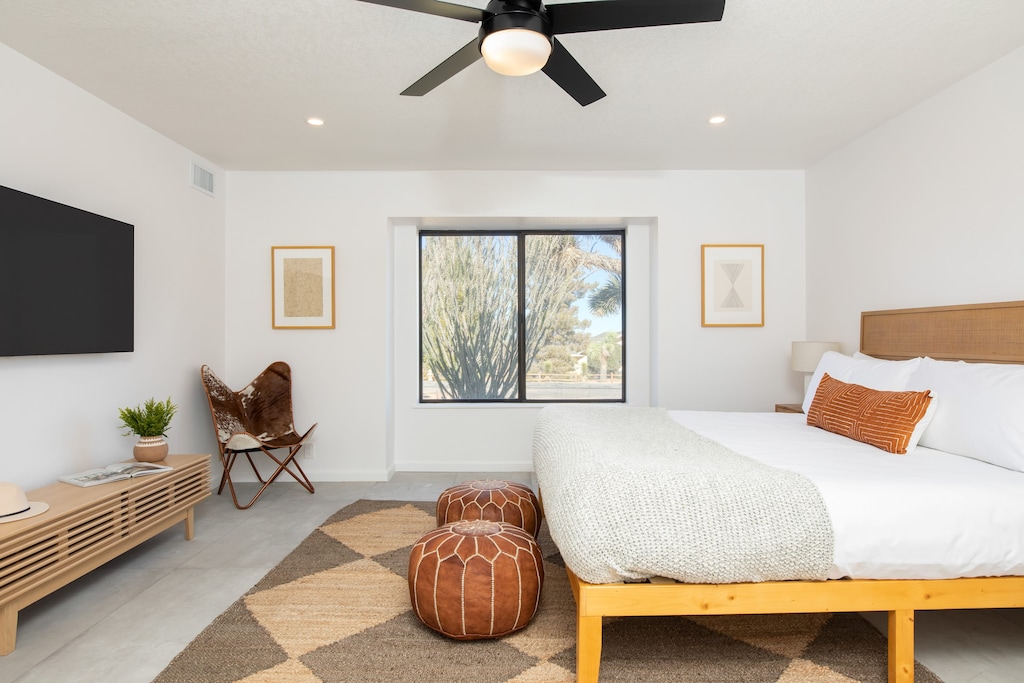 The primary bedroom features a king bed.