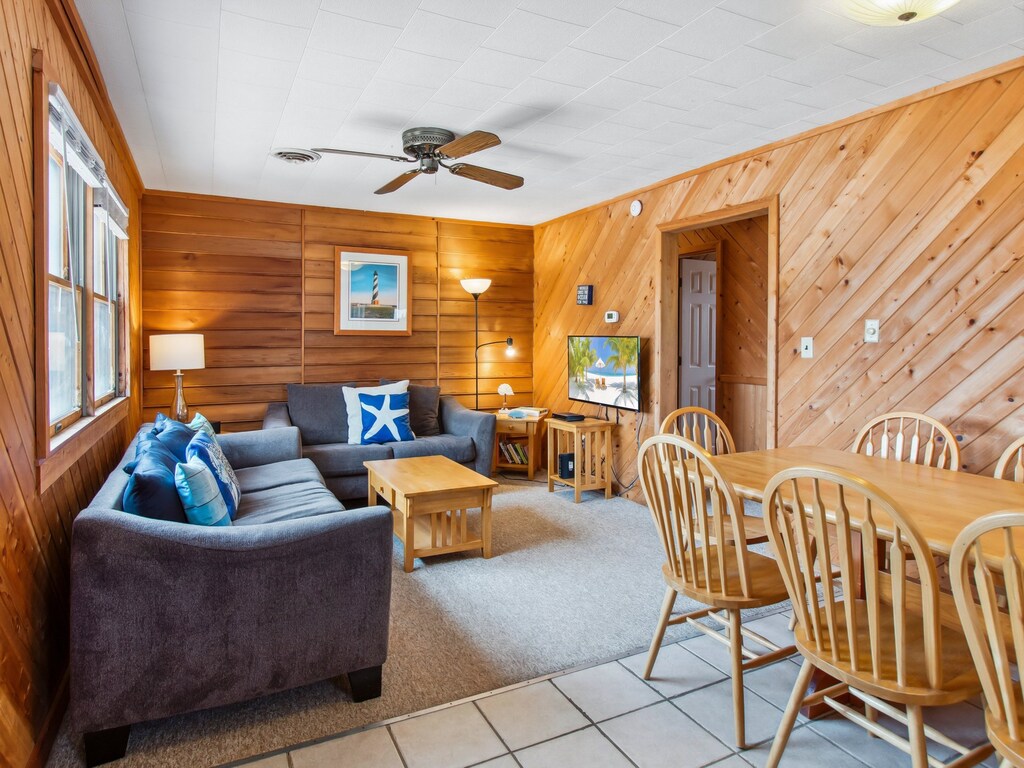 The Main Level Living Area is perfect for relaxing after a day at the beach.