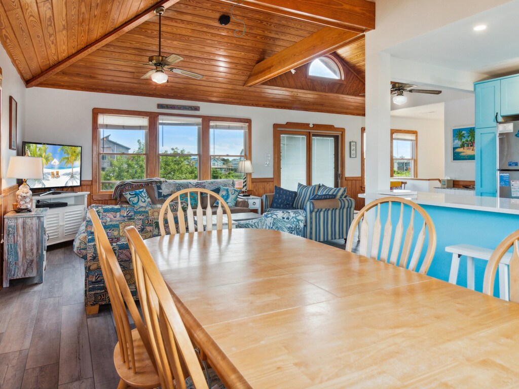 Dining area overlooking the living area