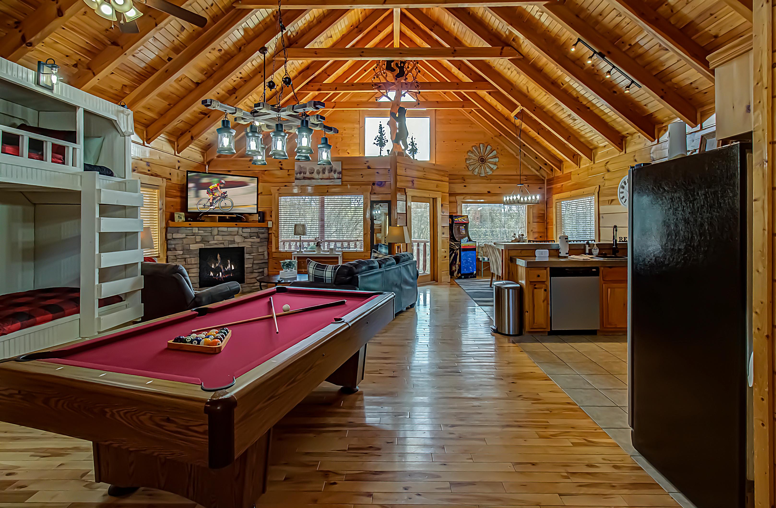 Enjoy Mountain Views, Arcade games, and your own pool table for your family or group! Reserve Moonlight Ridge today!