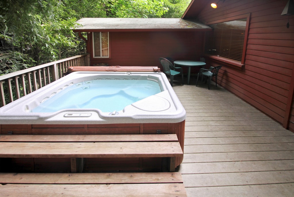 Unwind in the private hot tub!