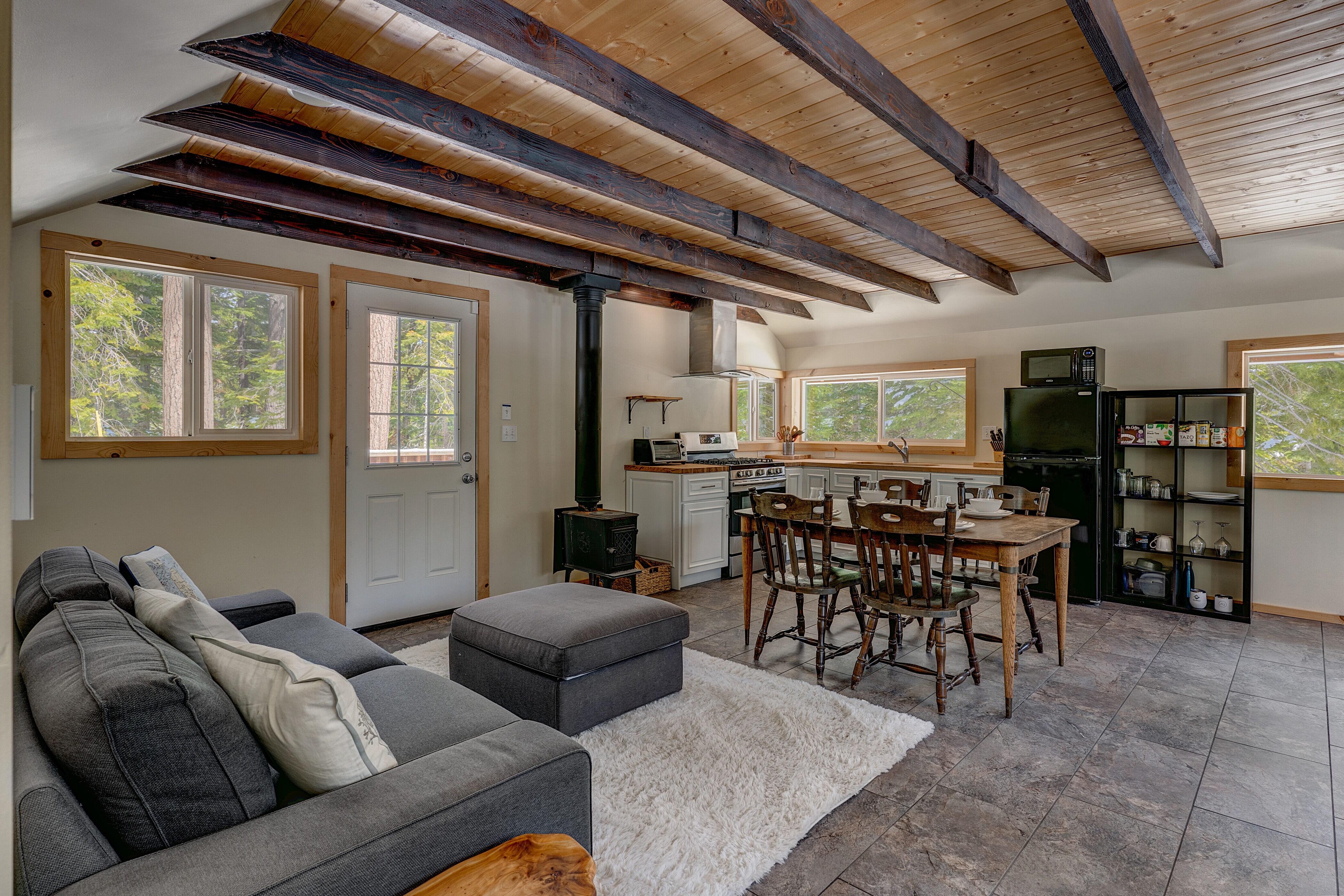 Living, kitchen, and dining area