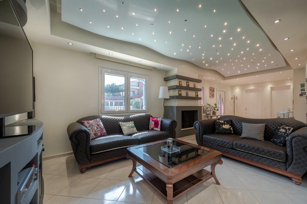 Amina villa Agios Nikoloas Crete: Living Room