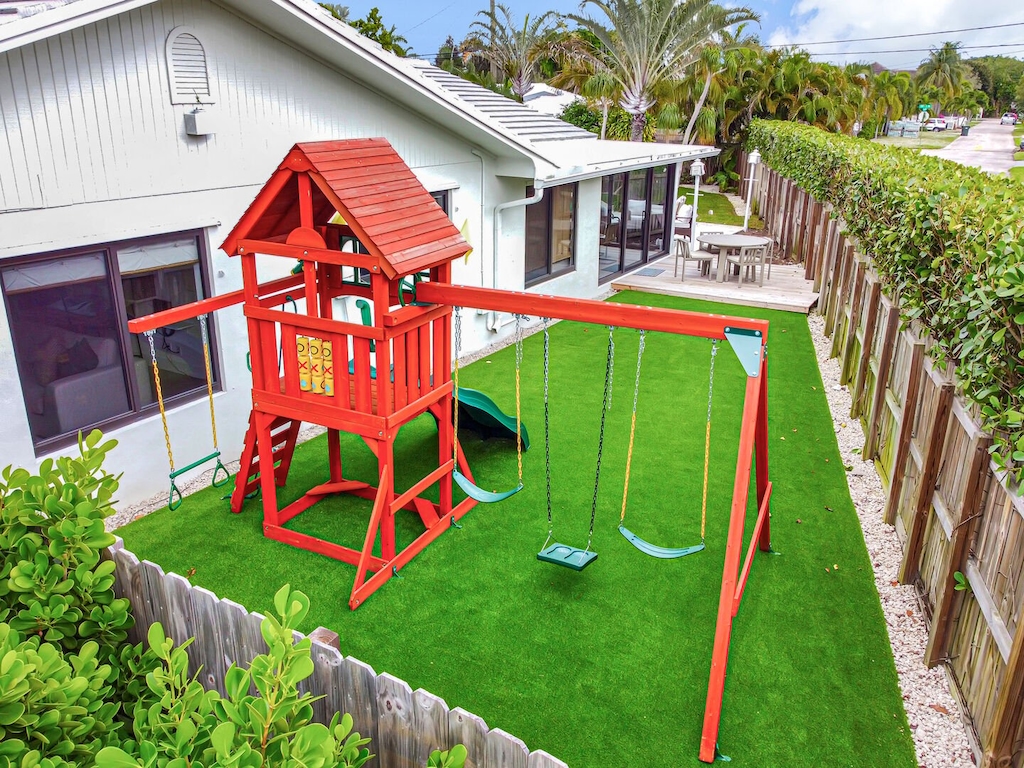 Brand new slide and swing set for your childs enjoyment.