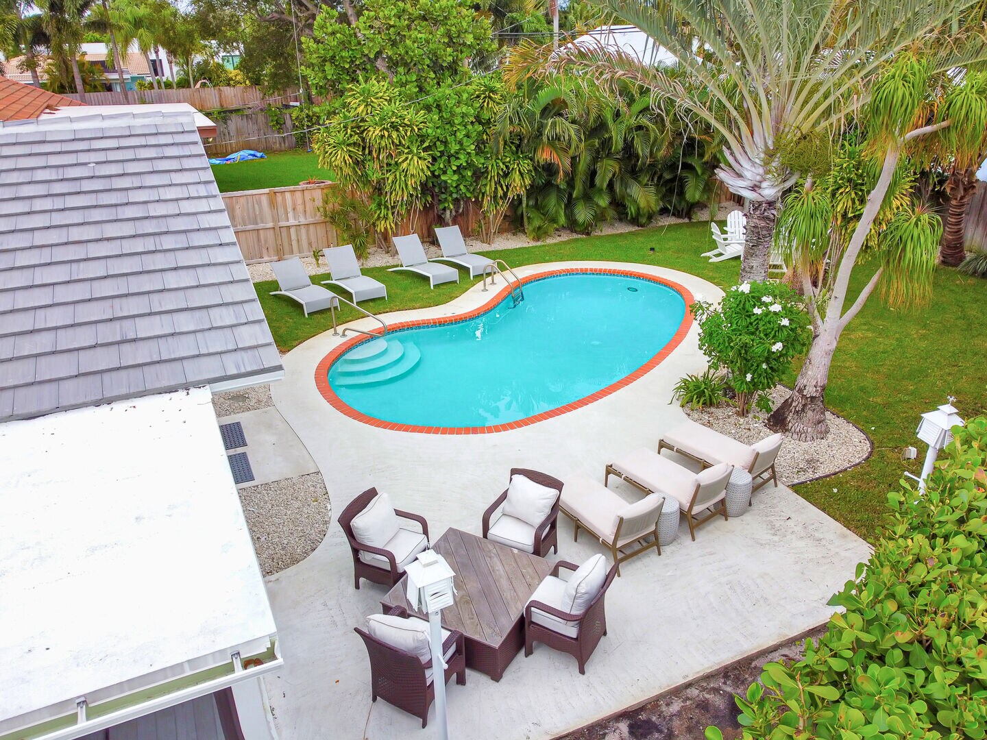 This home has a private yard with Heated Pool and seating options to suit many occasions