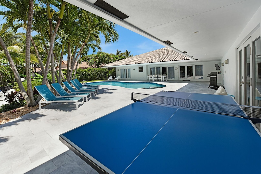 Full size table tennis table available for guest use