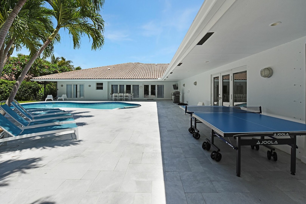 Full size table tennis table available for guest use