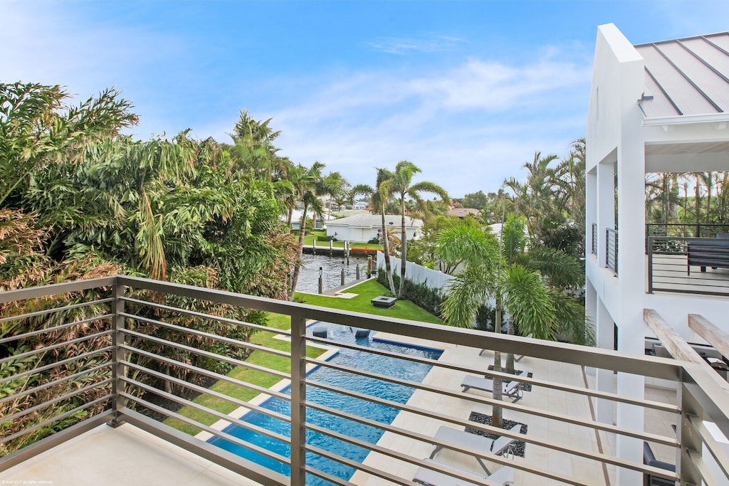 2nd floor balcony overlooks pool and the intracoastal waterway