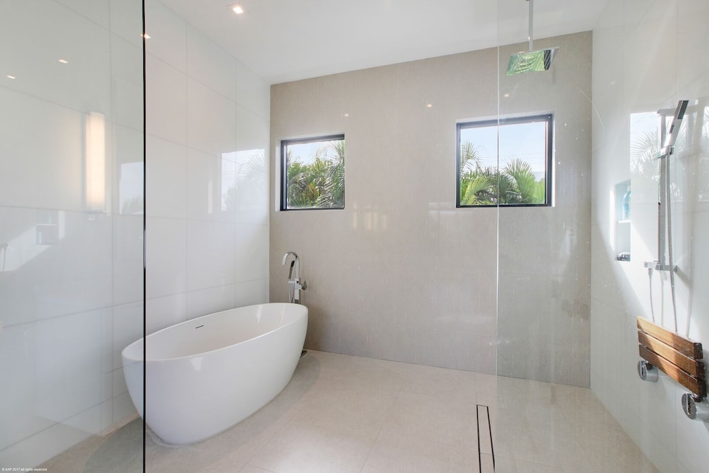 Separate tub, walk in shower