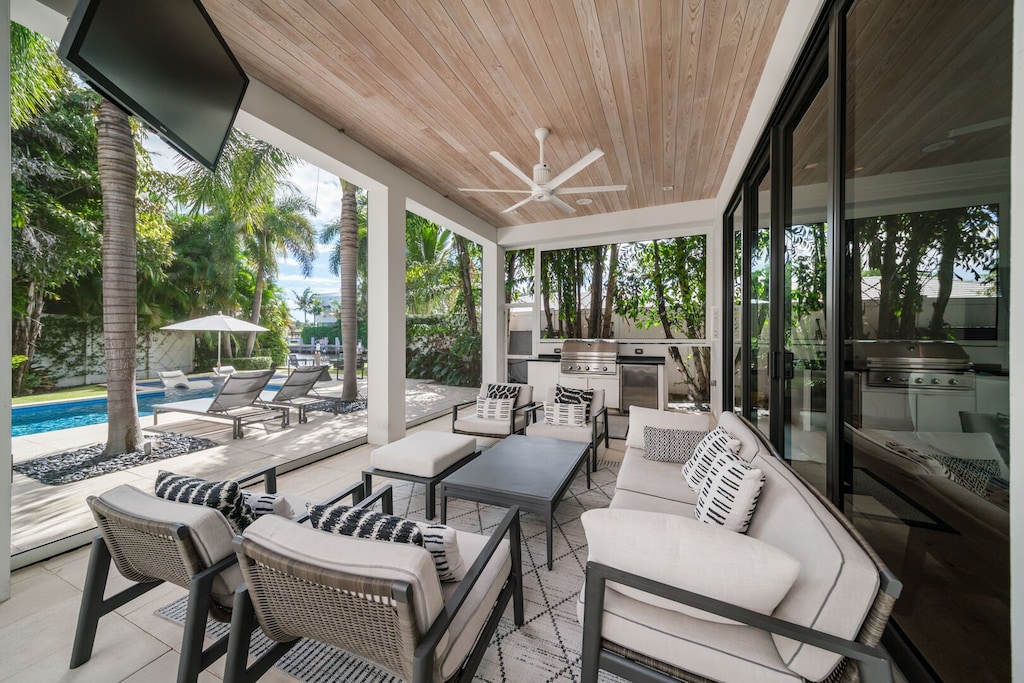 Spacious and covered outdoor seating area