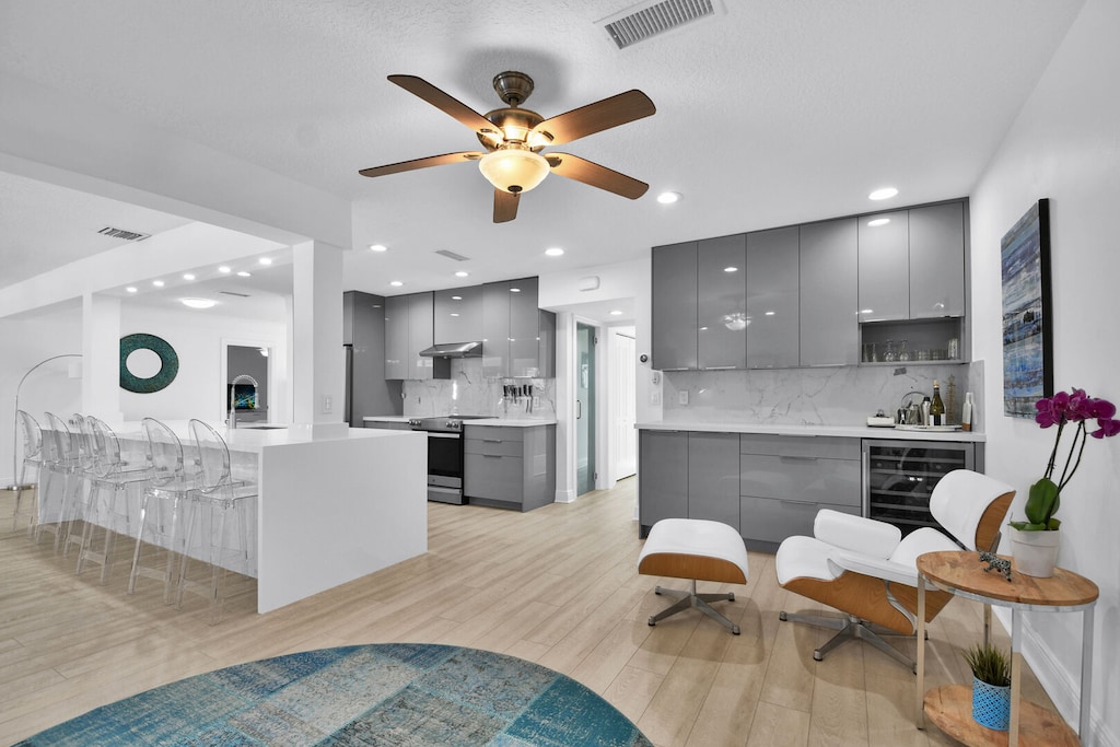 The kitchen has all modern appliances