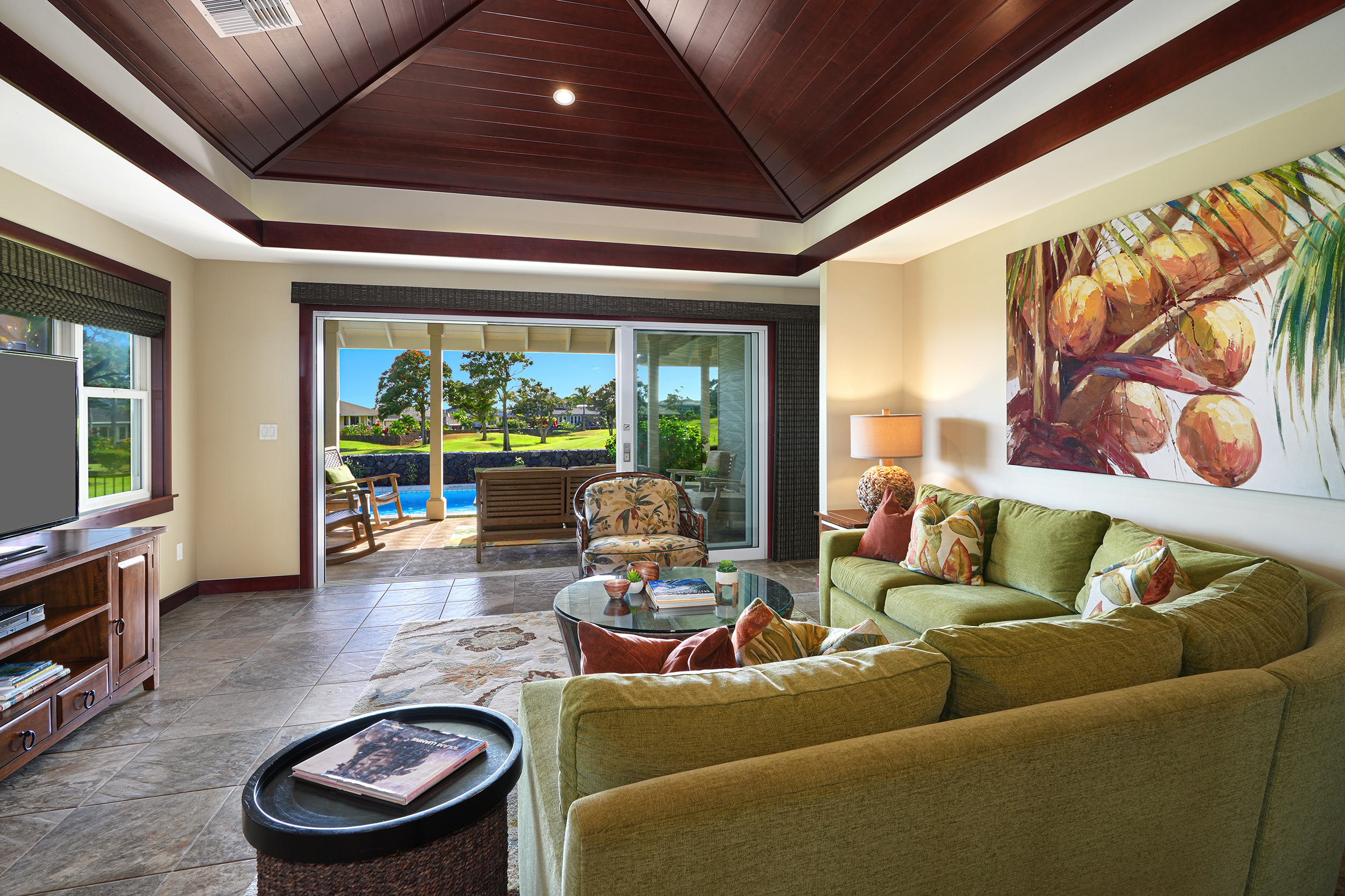 Living Room with direct access to lanai and pool