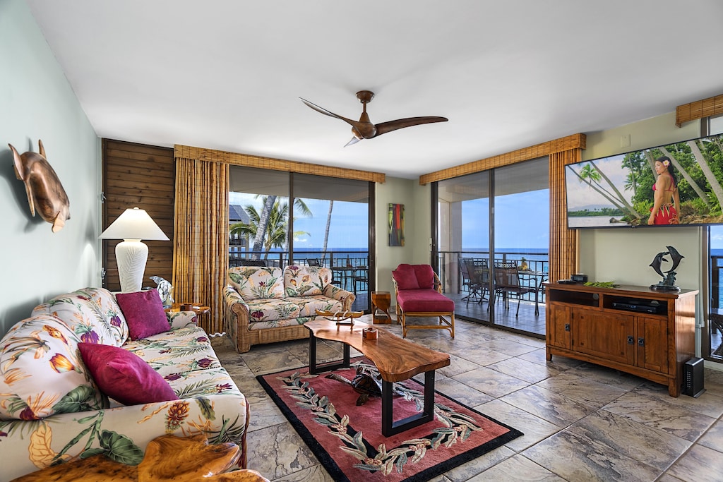 Tropically and comfortably appointed living room