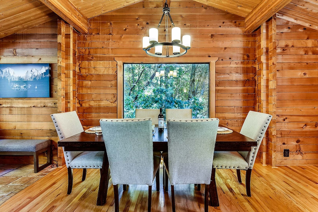 The dining room is open to the living room.