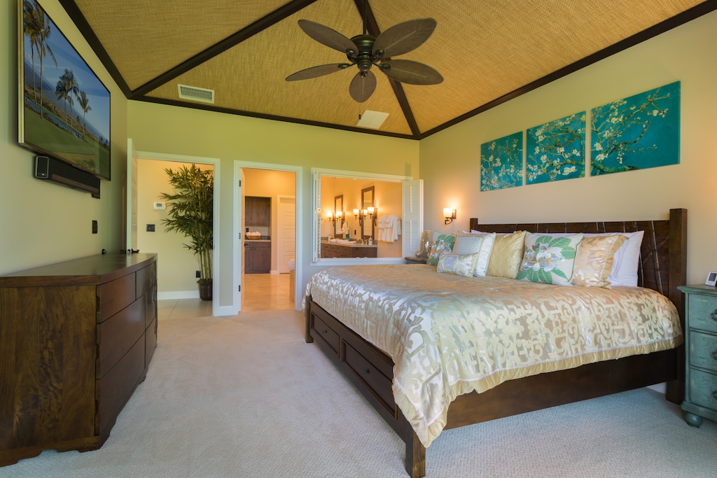 Primary bedroom with king size bed.