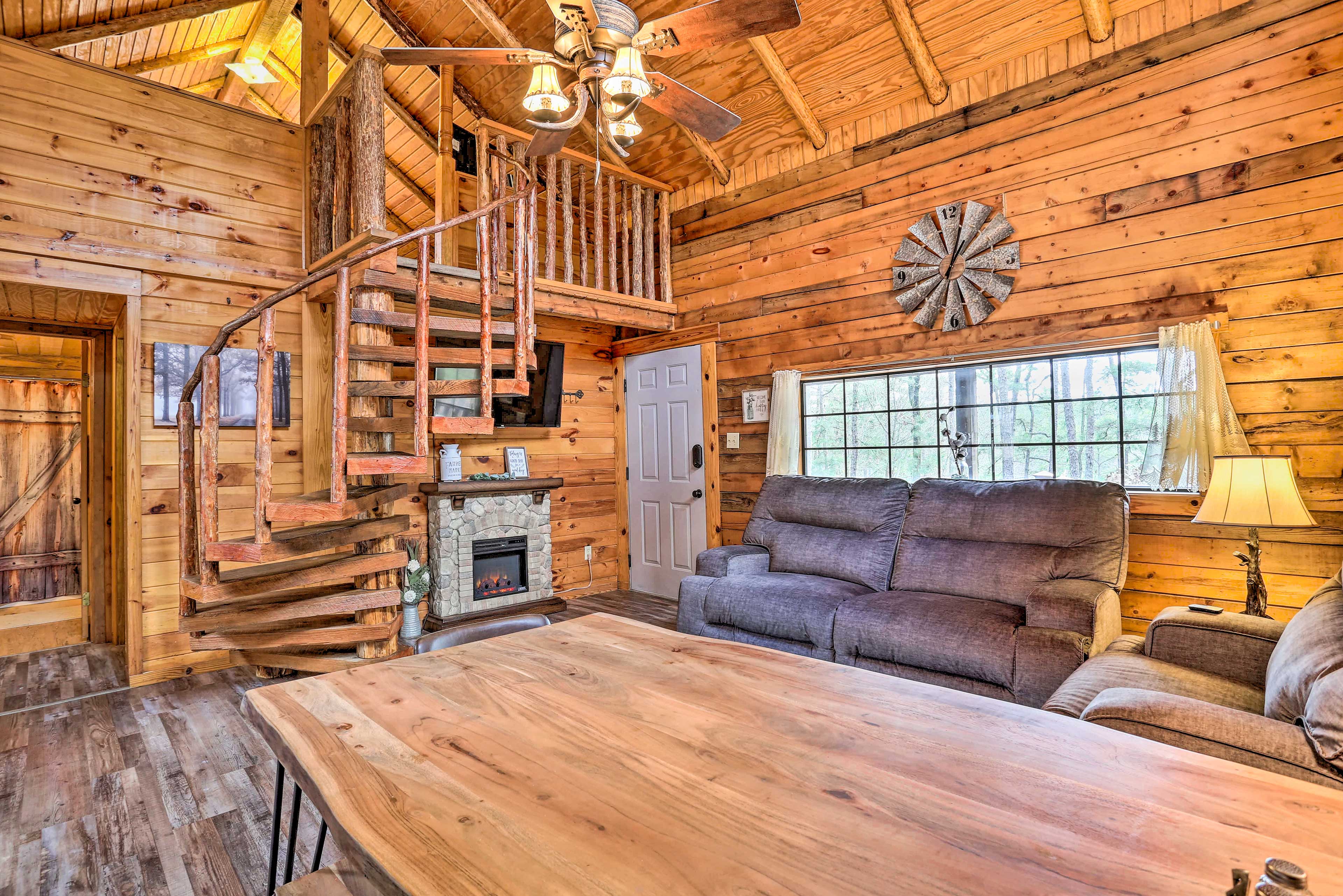 Property Image 1 - Broken Bow Log Cabin w/ Fire Pit, Pond, & Deck!