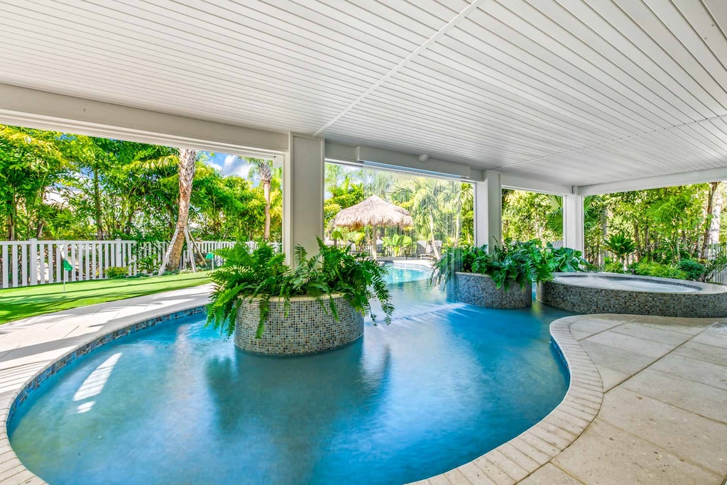 Pool and Spa with Waterfall