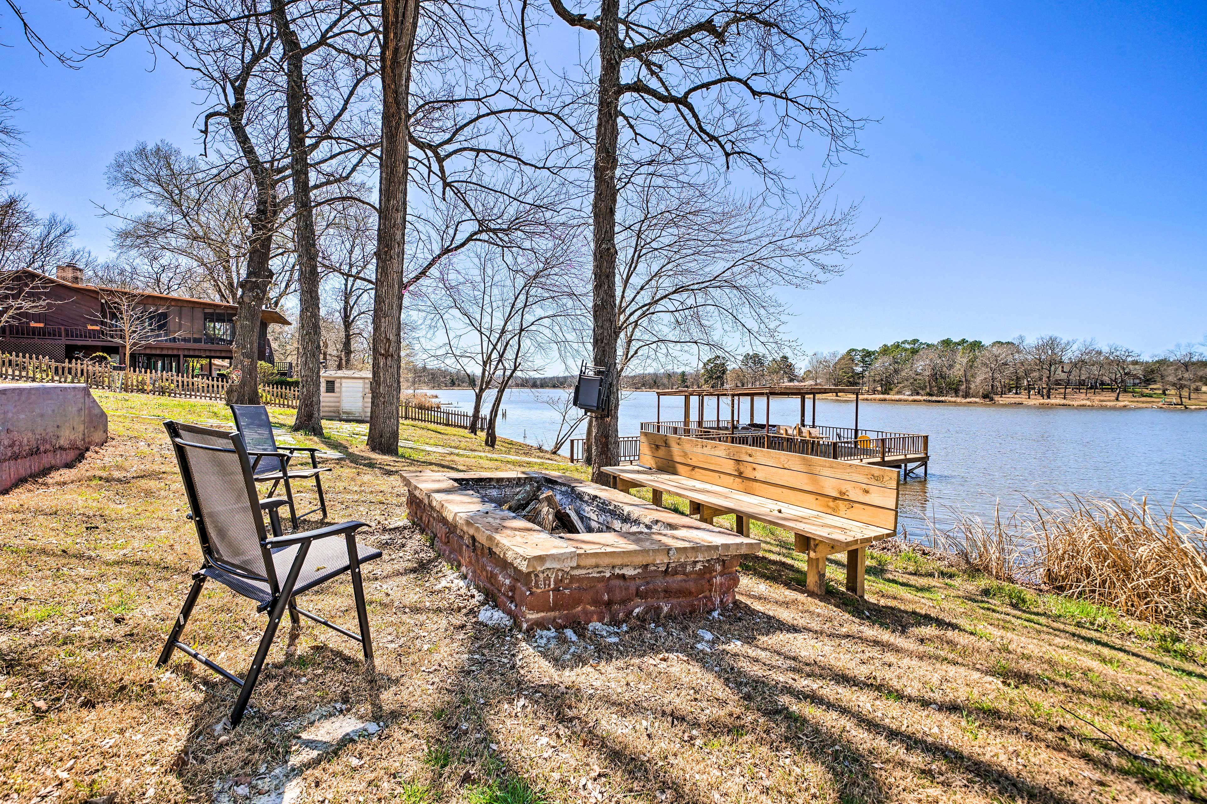 Property Image 1 - Lakefront Fort Towson Home: Private Dock & 3 Decks