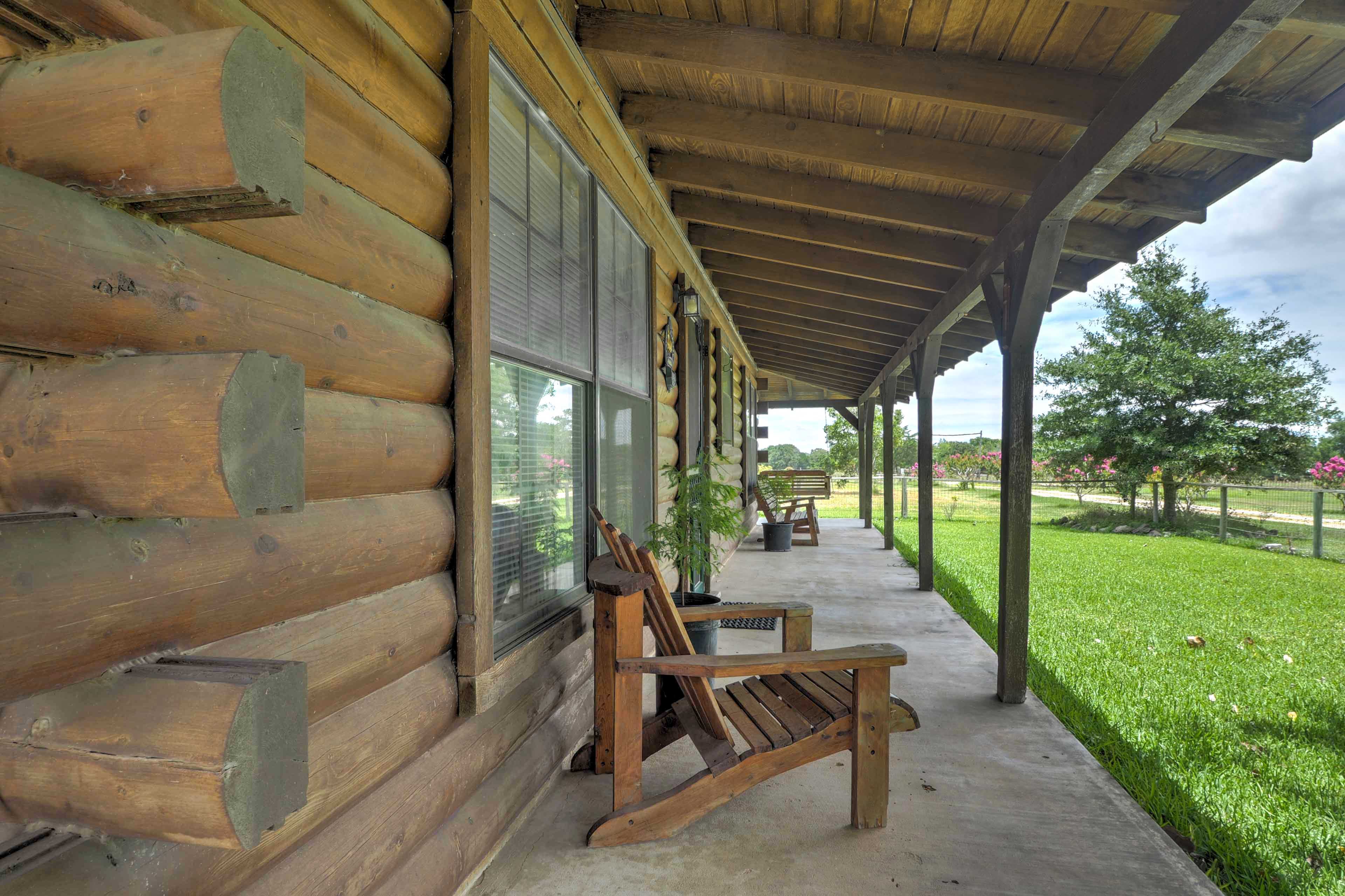 Property Image 2 - Rustic Carmine Log Cabin w/ Covered Porch on Farm!