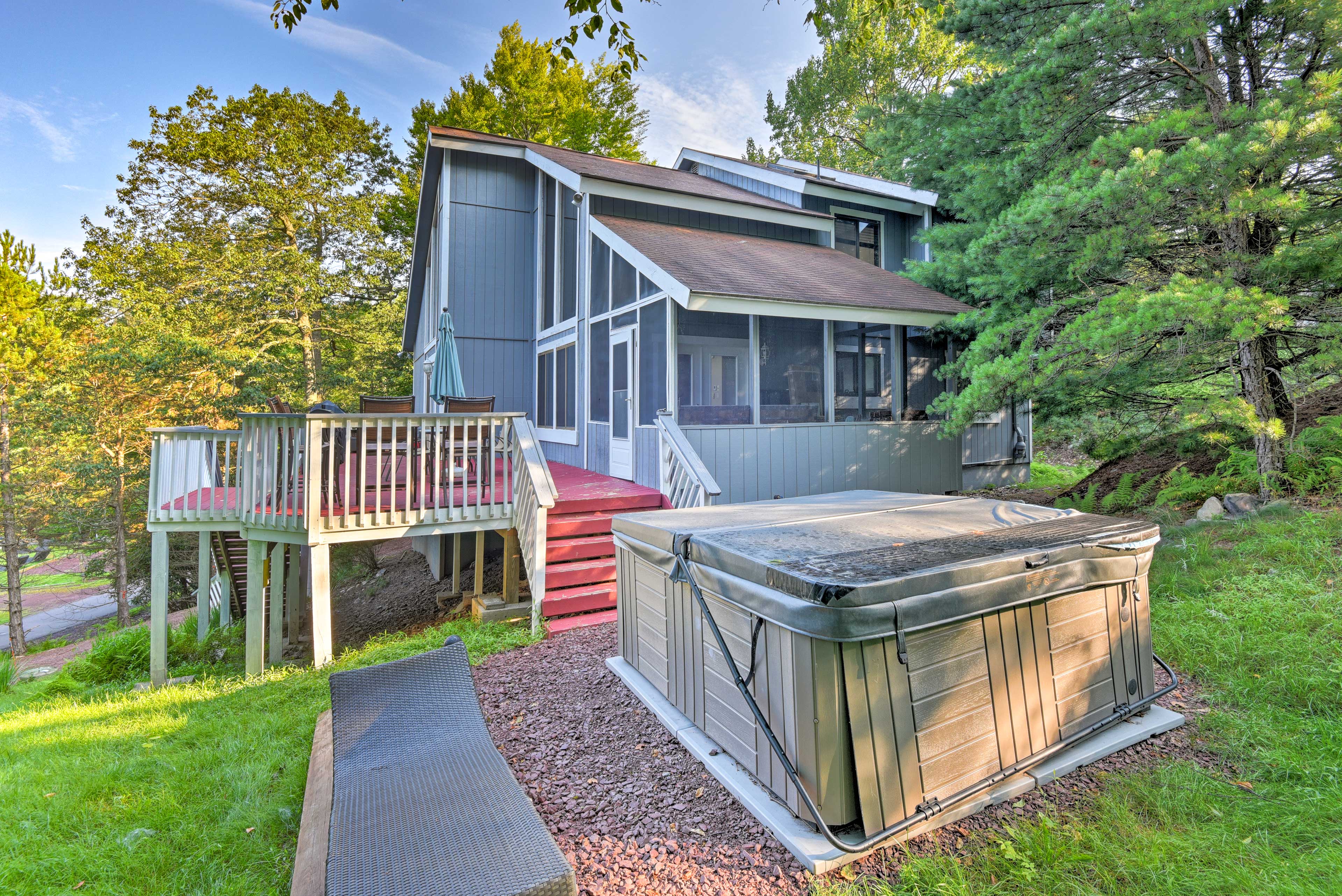 Property Image 2 - Waterfront Lake Harmony Home w/ Hot Tub & Fire Pit