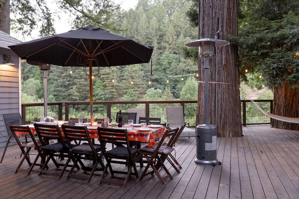 Everyone loves the back deck - for dining, the hammock, watching the river and more.