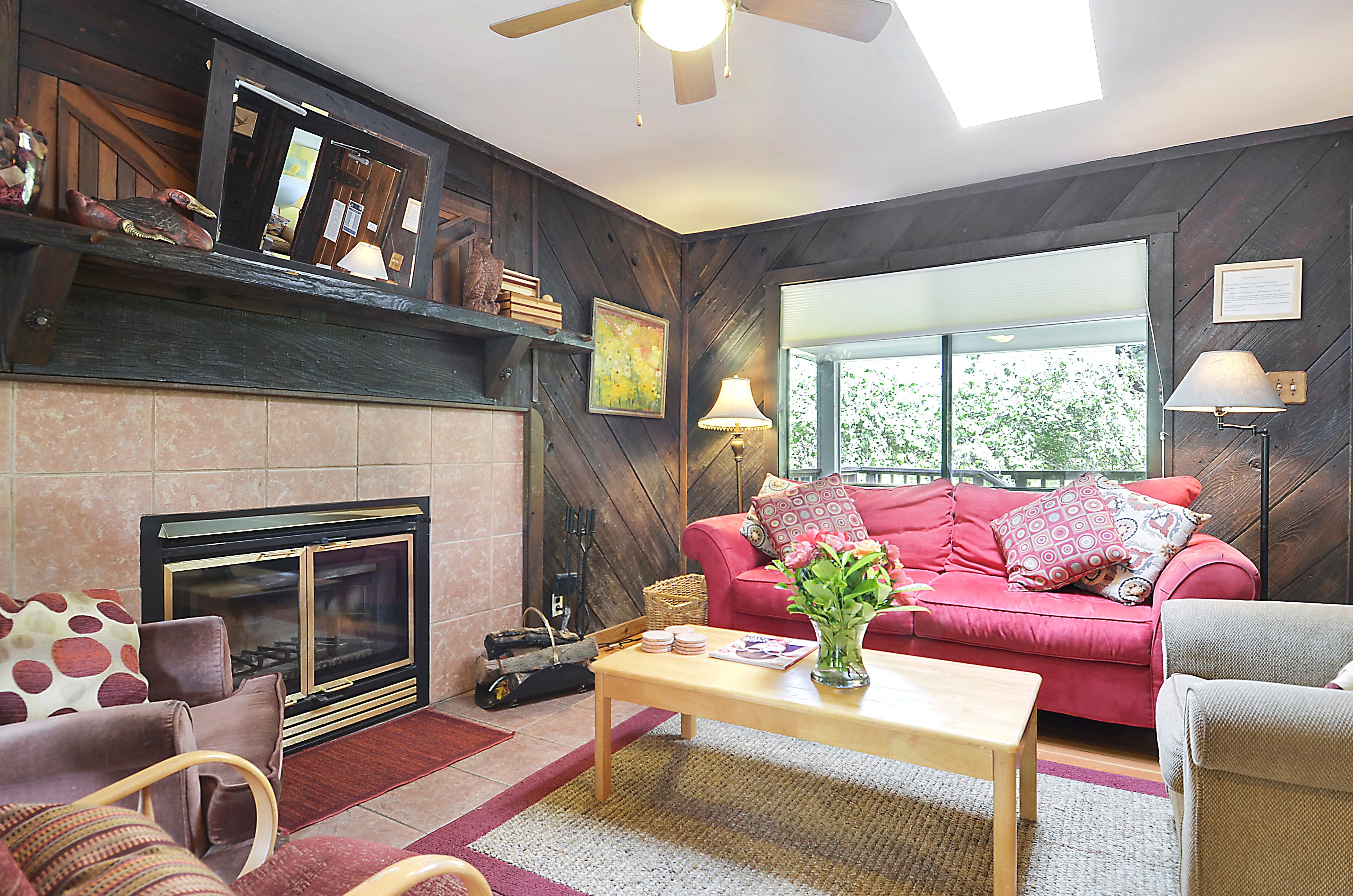 Cozy up in the living room - wood burning fireplace.