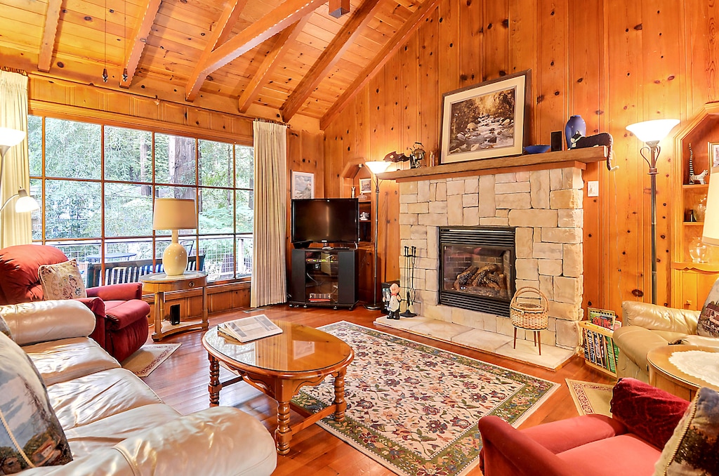 A great place to gather with a gas fireplace in the living room.