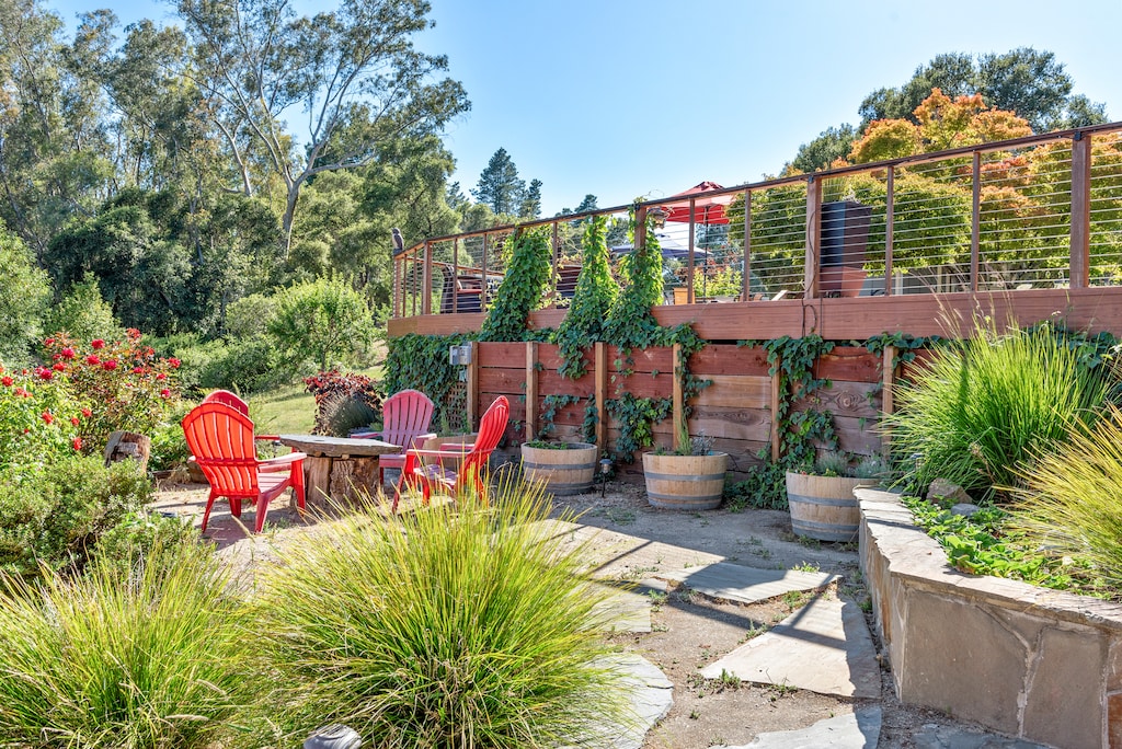 Grab a seat in the garden! Pick strawberries or fresh herbs to spice up a meal.