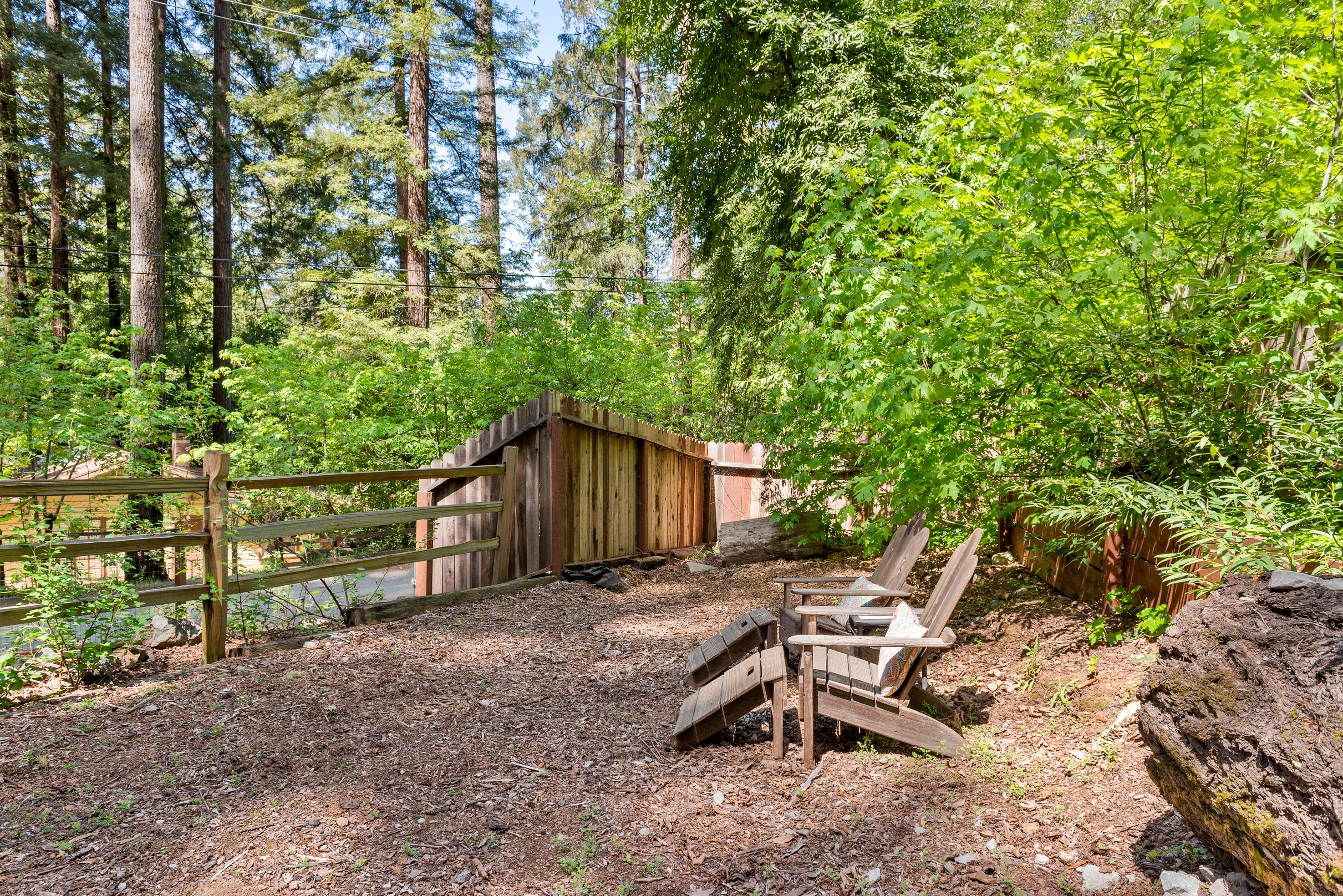 Informal seating in the side yard.