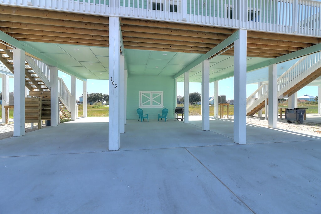 Patio and Parking Area. 