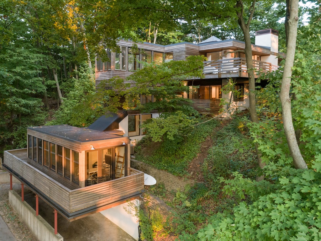 The four level home easily sleeps 12 people.